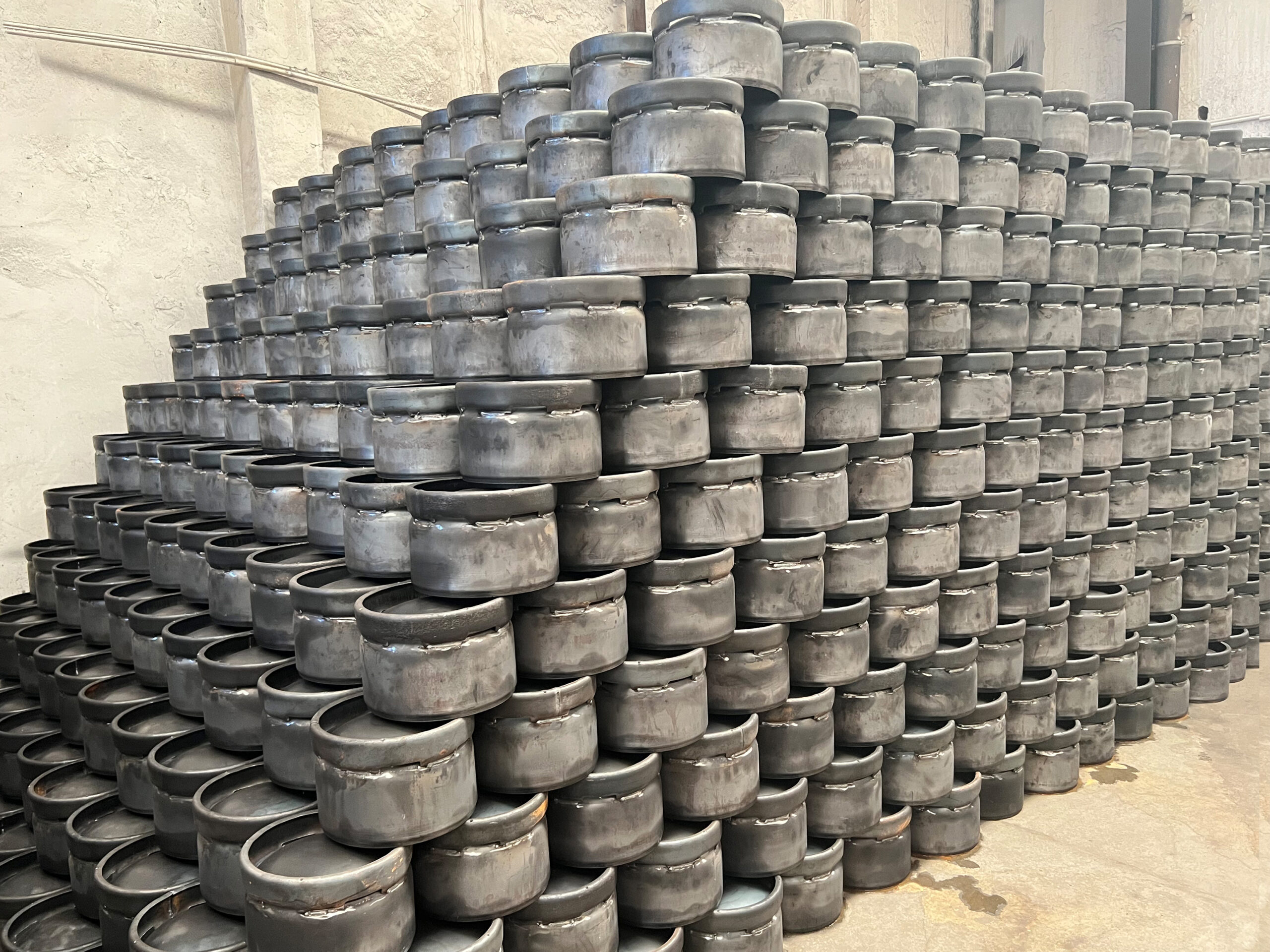 Finished cylinder halves before circumferential weld